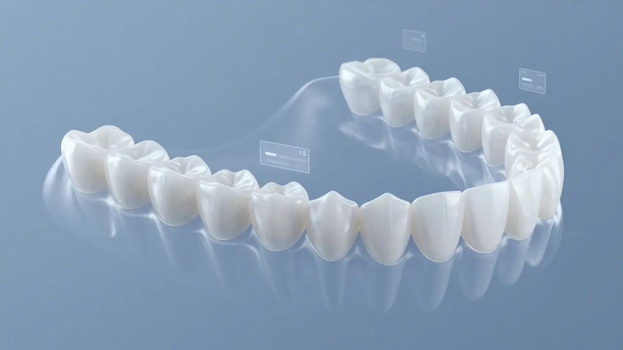 3D vizualizace posunu zubů pomocí snímacích náplastí