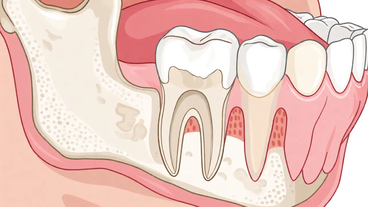 Anatomický řez čelistí při výměně mléčných zubů za stálé