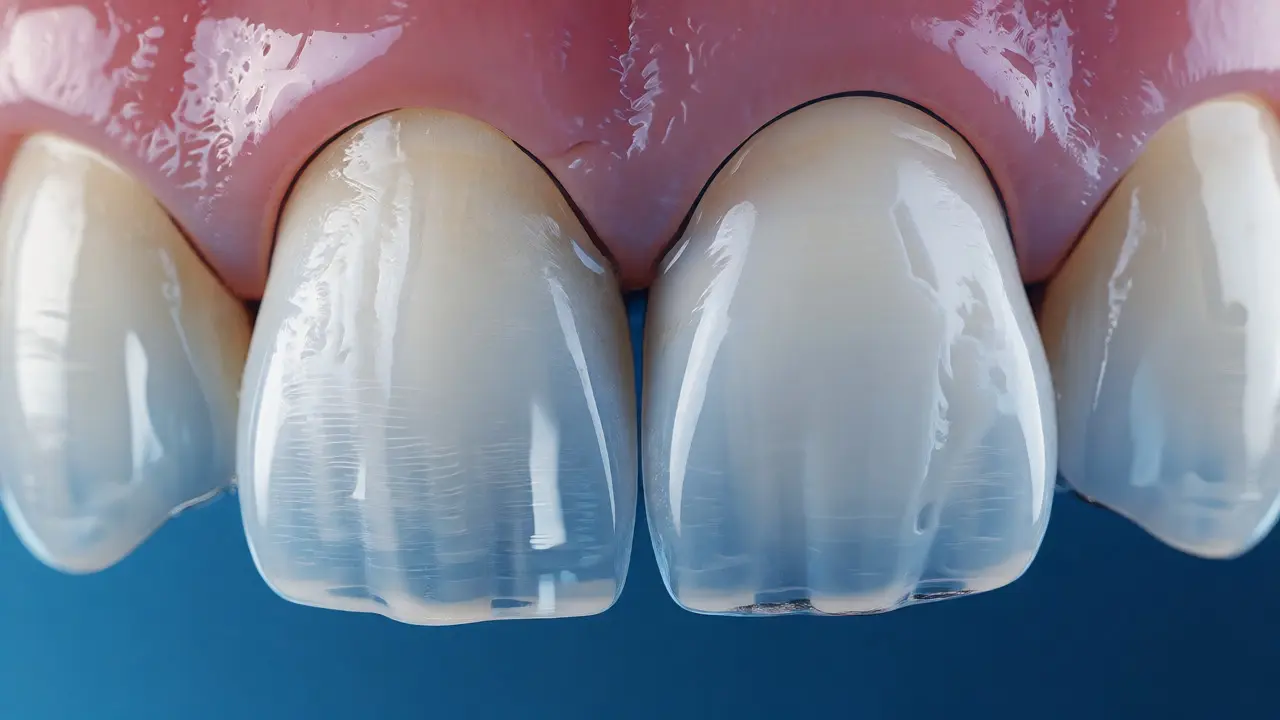 Detailní pohled na realistické keramické zuby